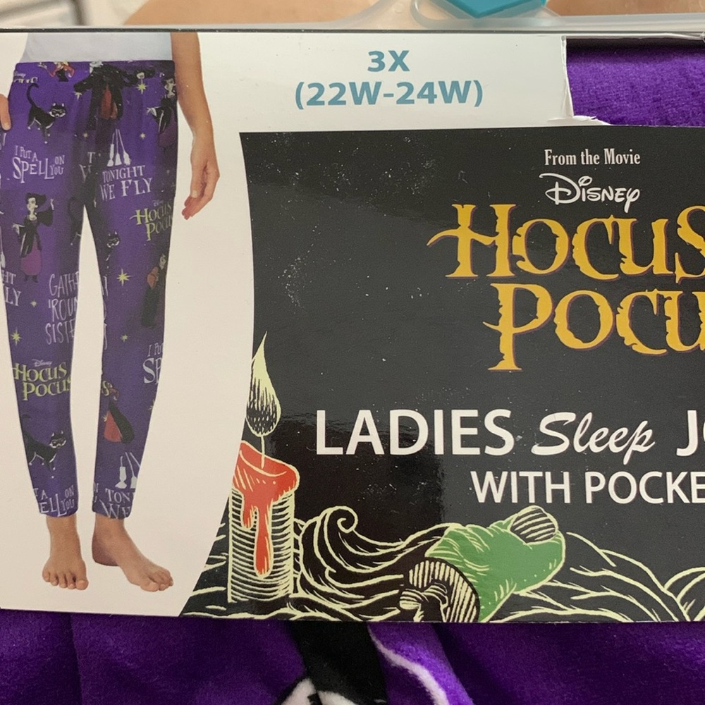 3X 22W/24W Disney Hocus Pocus Plush Pajama Pants w Pockets NEW